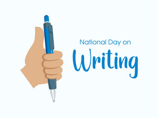 National Day on Writing vector. Hand holding a ballpoint pen icon vector. Important day