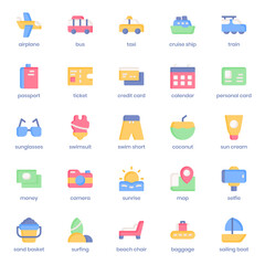 Travel icon pack for your website design, logo, app, UI. Travel icon flat design. Vector graphics illustration and editable stroke.