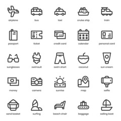 Travel icon pack for your website design, logo, app, UI. Travel icon outline design. Vector graphics illustration and editable stroke.
