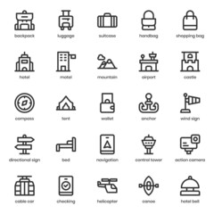 Travel icon pack for your website design, logo, app, UI. Travel icon outline design. Vector graphics illustration and editable stroke.