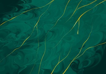 Close up of abstract green marble and gold texture background