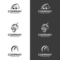 Horse Elegant Logo Symbol Vector. suitable for company logo, print, digital, icon, apps, and other marketing material purpose. Horse logo set