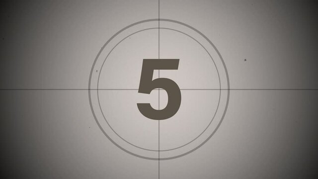 10秒カウントダウン動画素材、レトロな映画フィルムのような雰囲気。