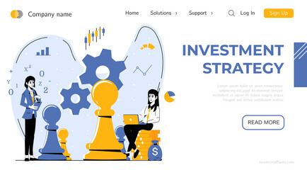 Investment Strategy Banner Template. Return on investment, income growth, budget planning, mutual fund, pension savings account, interest rate vector flat concept.