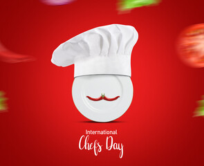 International Chefs Day concept background. October 20, Holiday concept. Food day concept colorful...