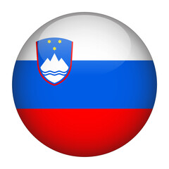 Fototapeta premium Slovenia 3D Rounded Country Flag button Icon