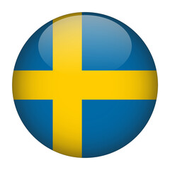 Sweden 3D Rounded Country Flag button Icon