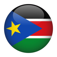 South Sudan 3D Rounded Country Flag button Icon