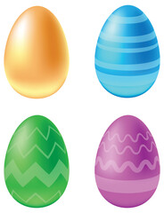 3D Patterned Easter Eggs - Gold Blue, Green and Purple