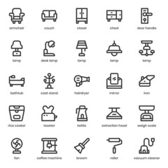 Home Stuff icon pack for your website design, logo, app, UI. Home Stuff icon outline design. Vector graphics illustration and editable stroke.