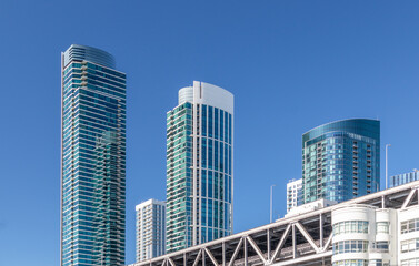 San Francisco skyscrapers on Embarcadero on a sunny day
