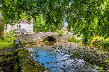 A view along Malham Beck at Malham, Yorkshire in summertime