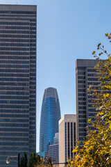 Cityscape with skyscrapers and Salesforce Tower on a sunny day in San Francisco, California