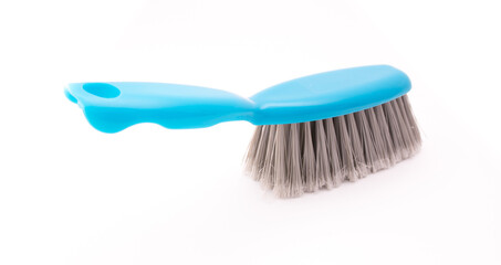 Scoop and brush blue cleaning kit isolated on white background