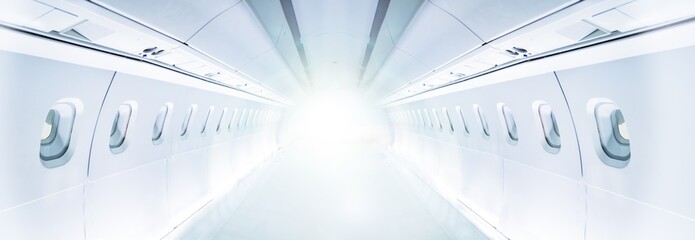 Internal salon view of a passenger civil aircraft
