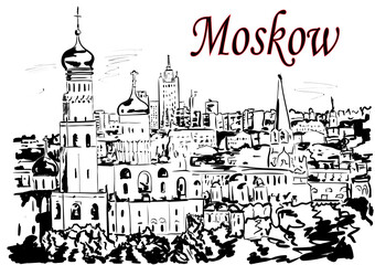 illustration of a view of the old city of Moscow