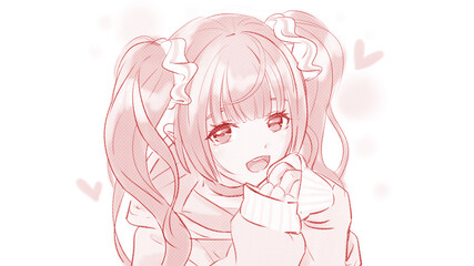 パーカーを着た女の子。A girl in a hoodie