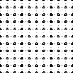 Square seamless background pattern from black castle symbols are different sizes and opacity. The pattern is evenly filled. Vector illustration on white background