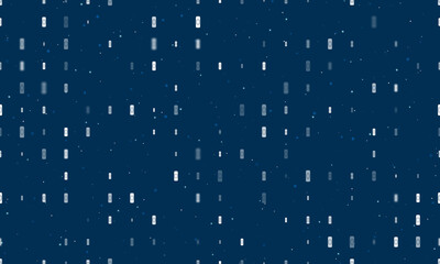 Seamless background pattern of evenly spaced white beer can symbols of different sizes and opacity. Vector illustration on dark blue background with stars