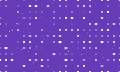 Seamless background pattern of evenly spaced white ladies handbag symbols of different sizes and opacity. Vector illustration on deep purple background with stars