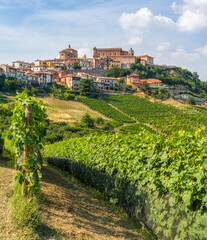 Fototapeta na wymiar The beautiful village of La Morra and its vineyards in the Langhe region of Piedmont, Italy.