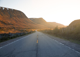 Golden hour drive into the mountain