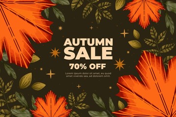 flat autumn sale background vector design illustration