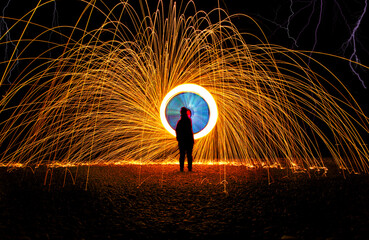 Long exposure with steel wool light painting