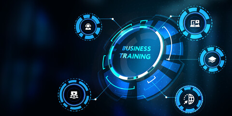 Obraz na płótnie Canvas Business, Technology, Internet and network concept. Coaching mentoring education business training development E-learning concept. 3d illustration
