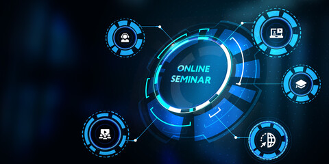 Business, Technology, Internet and network concept. Webinar e-learning. Training concept. 3d illustration