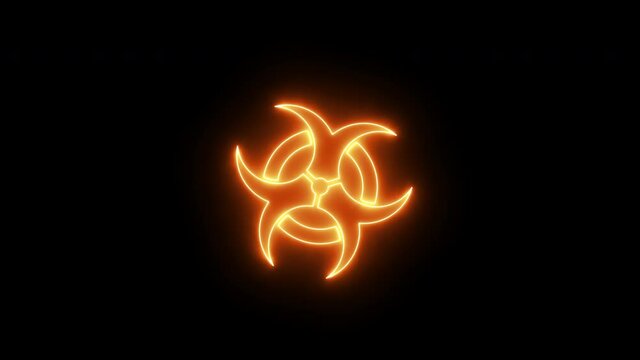 Quarantine. Outbreak alert. Biohazard neon yellow flickering animation symbol. Biological caution sign. Motion graphic video