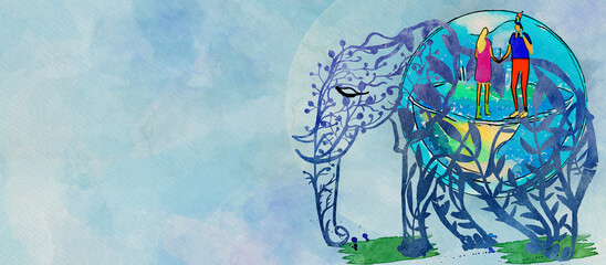World Wildlife Conservation Day. Watercolor concept banner