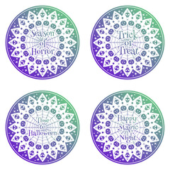 Set of halloween colorful wreaths. Holiday decoration template. Vector