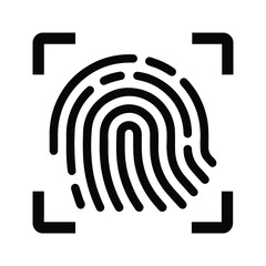 Evidence, fingerprint icon. Black vector graphics.