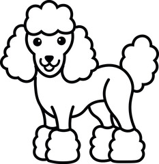 Poodle dog, line, hand drawn illustration isolated on bright background. Concept for logo, print, cards