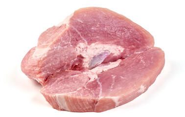 Pork shoulder steak, isolated on white background.