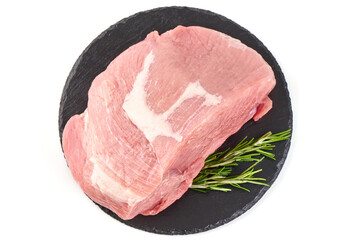 Pork shoulder meat, isolated on white background.