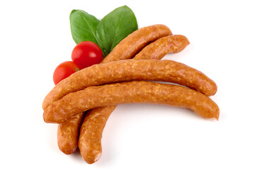 Dried sausages, isolated on white background. High resolution image.