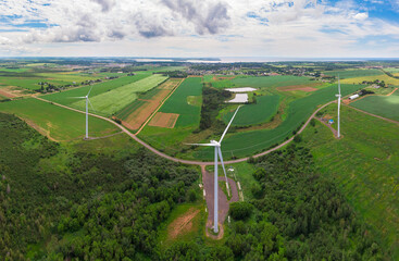Windmills amongst the farm land