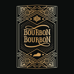 Whiskey, bourbon, moonshine and brandy bottle stickers design. Ornate vintage decorative label.