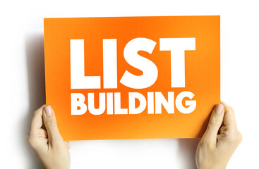 List Building text card, concept background