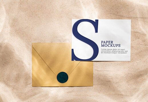 Paper and Brown Envelope Mockup