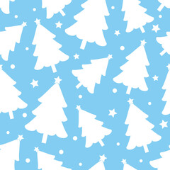 Obraz premium Winter seamless pattern with Christmas tree. Vector illustration.