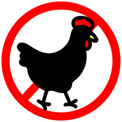 chicken not allowed in the area, unhealthy feeding chicken meat and egg circular prohibition road sign
