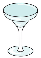 Stylish hand-drawn doodle cartoon style margarita cocktail glass vector illustration. For party card, invitations, posters, bar menu or alcohol cook book recipe
