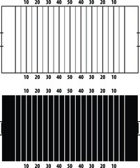 American Football Field with Lines Clipart Set - Outline and Silhouette