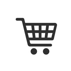 Shopping cart, shopping and shopping vector icon, flat design. Isolated over white background.