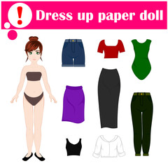 Dress for paper doll body template with nice set of clothes