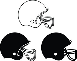Football Helmet Clipart Set - Outline and Silhouette © ATerra