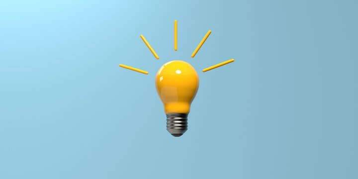 Idea light bulb on a colored background - 3D render